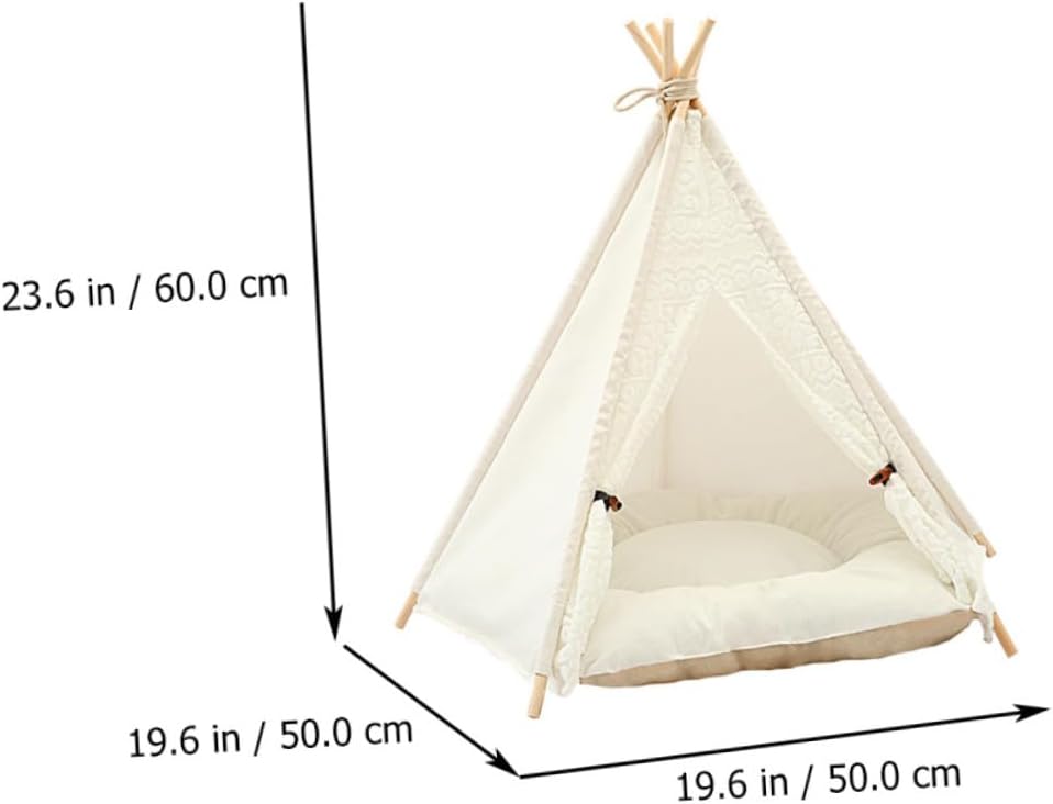 Kisangel 1pc Portable Pet Triangle Tent Bed House for Cats Dogs Folding Warm Mat Canvas Lace Shelter for Pets