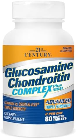 21st Century Glucosamine and Chondroitin, Advanced 3X Tablets, 80 Count