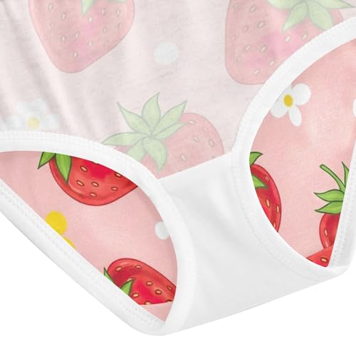 Cartoon Strawberries White Floral Little Girl Panties Girls Underwear Toddler Cotton Fun Briefs Undies Kids 2t 5
