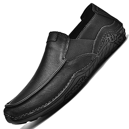 Mens Dress Shoes Men's Loafers for Men SlipOns Casual Driving Boat Shoe Leather Oxford Black
