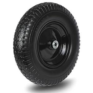 Taifa 1 PC 16 Inch Rubber Solid Flat Free Replacement Tires and Wheels 4.80/4.00-8 with 5/8” Axle Bore Hole, Air Less Wheel for Wheelbarrow/Wagon/Hand Truck/Trolley/Garden Cart etc.