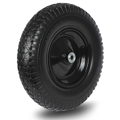 Taifa 1 PC 16 Inch Rubber Solid Flat Free Replacement Tires and Wheels 4.80/4.00-8 with 5/8'' Axle Bore Hole, Air Less Wheel for Wheelbarrow/Wagon/Hand Truck/Trolley/Garden Cart etc.