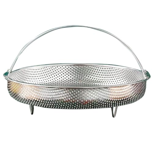 Steamer Basket with Handle, 9.6 Inch Stainless Steel Steaming Net with a Support Frame for Food...
