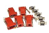Pack of 5 Red DSub 9 Pin DB9 Female to RJ12 6p6c Female Modular Connector Jack Serial Adapters