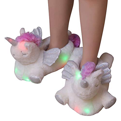 Millffy Women's Light Up Slippers Girl's Plush Footwarmer Slipper Glow in The Dark led Plush Slippers Home Shoes2