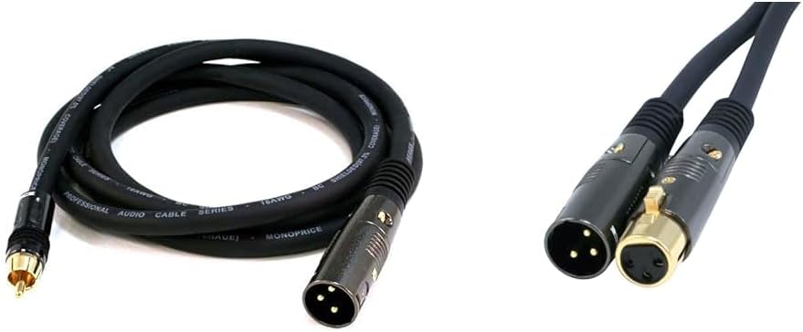 Monoprice 6ft XLR Male to RCA & XLR Male to Female Cables - 16AWG Gold Plated Oxygen-Free Copper