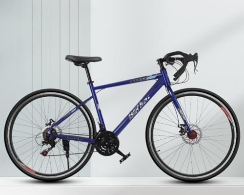 GRSMIS 2025新登場自転車ロードサイクルエアロロードバイク700C防風競技 21スピード ベンドハンドル ディスクロード アルミ合金フレームレーシング 適応身長160cm以上 通勤 通学 街乗りロングライド 快適走る シティサイクル、男の子女の子初