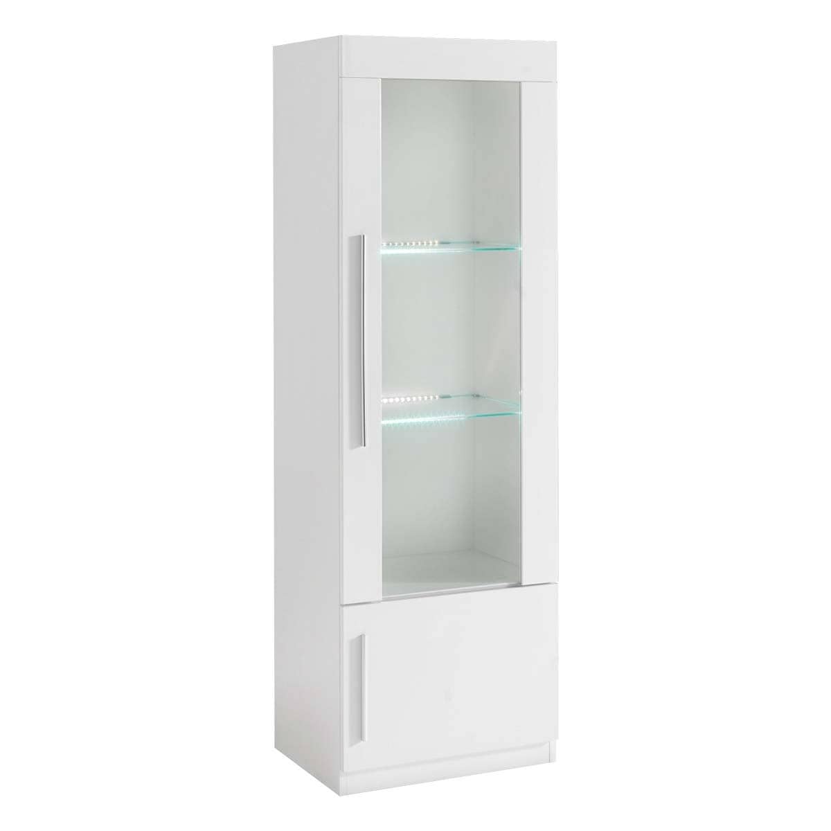 AltoBuy Clark - Vitrine Droite Laquée Blanc Poignées Métal avec LEDs