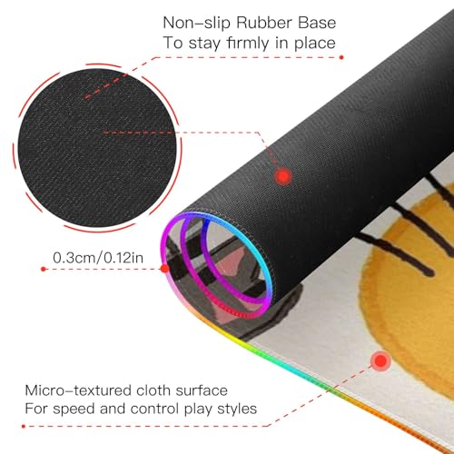 Tapis de souris RVB chat dessin animé avec base antidérapante