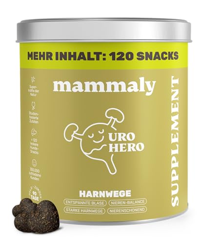 5-in-1 Blasen- & Nierenfutter für Hunde - URO Hero 120 Snacks (350g) von mammaly - Kann bei Blasenschwäche, Inkontinenz und Nierenprobleme unterstützen - mit Cranberry, Vitamin E, Beta-Carotin