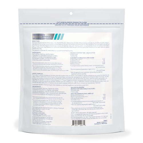 C.E.T. Enzymatic Oral Hygiene Chews for Dogs - Plaque & Tartar Control - Single Layer Beefhide with Exclusive Dual-Enzyme System & Tasty Chicken Flavor - Easy to Give Dog Dental Chew