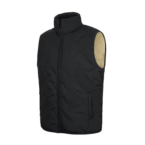 AOTORR Mens Gilet Fleece Lined Body Warmer Winter Padded Vest Outerwear Lightweight Sleeveless Jacket with Zip Pockets for Outdoor Running Fishing Hiking Black XL