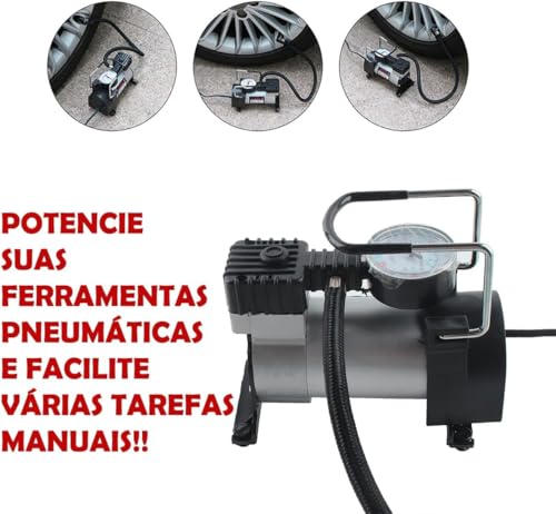 Mini Compressor De Ar Veicular Portatil 12v 100 PSI Elétrico Para Pneu Carro Bike Moto Mundo Compras