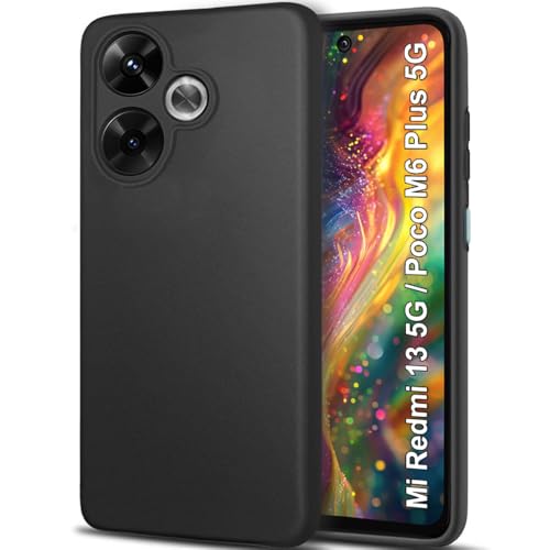 Image of TheGiftKart Sleek Back Cover Case for Mi Redmi 13 5G / Poco M6 Plus | Slim Fit Protective Design | Ultra Matte Finish | Camera Protection Bump | Soft Silicon Back Cover Case (Silicone, Black)