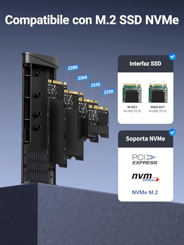 Carcasa SSD M.2 NVMe 40Gbps externa USB4 para disco sólido PCIe de ordenador 2