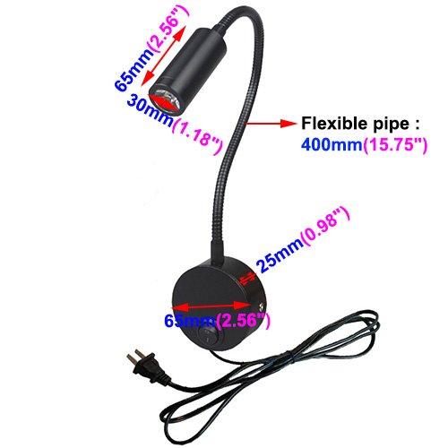 LUMINTURS 3W LED Wall Picture Lamp Hardwired Fixture ON/OFF Plug Switch Light Black-finish Warm White