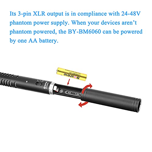 Image of BOYA XLR Microphone, Shotgun Microphone BY-BM6060 with Shockmount Windscreen Mic for Camera DSLR External Condenser Professional Microphones for Video Interview ENG Film