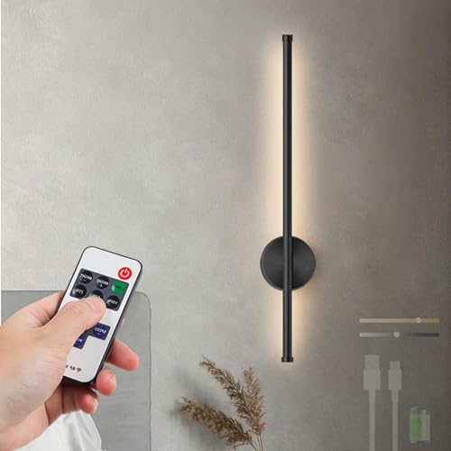 Lámpara de pared recargable USB con diseño inalámbrico y aplique LED de 50cm para dormitorio