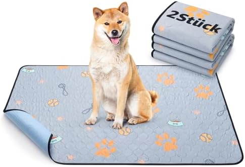 Waschbar Welpenunterlagen, Super augfähige PIPI Pads für Hunde 2er | 122x92 cm Rutschfeste Hunde Trainings Pads, Wiederverwendbare Hunde Pipi Unterlagen für Sofas, Welpenauslauf, A
