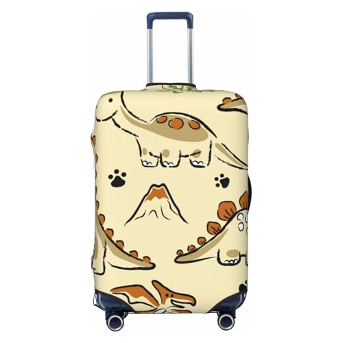 Cartoon Dinosaurs,Cute Dino Print Luggage Cover Elasticated Suitcase Covers TSA Approved Stylish Scratch Washable Resistant Case Protector for Kids and Adults