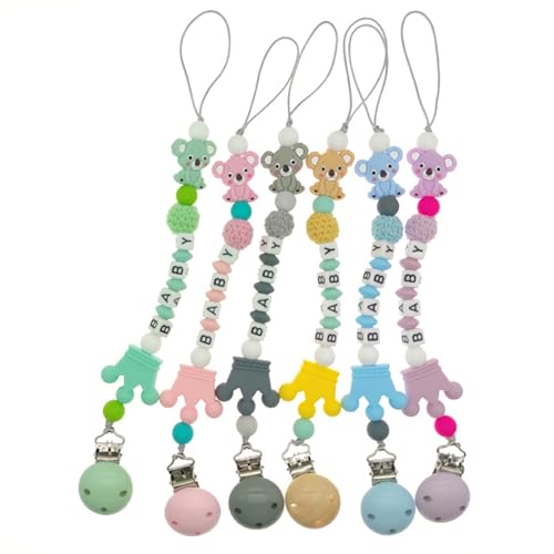 Image of Personalized Pacifier Clips with Name Custom Silicone Beaded Chain Pacifier Holder Stroller Gifts for Baby Boys Girls