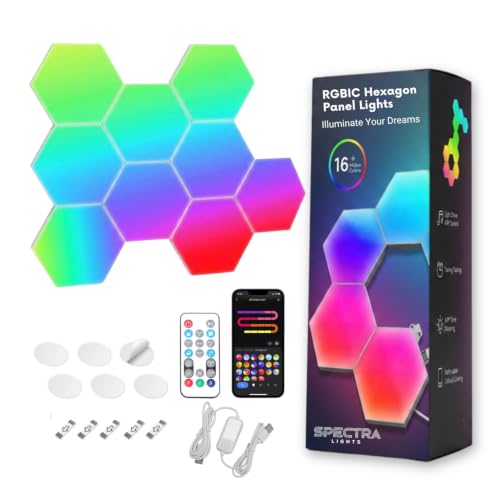 ヘキサゴンＲＧＢウォールライト（10個set） Spectra Lights Pack of 6 Big LED Hexagon Panel - DIY RGBIC Wall