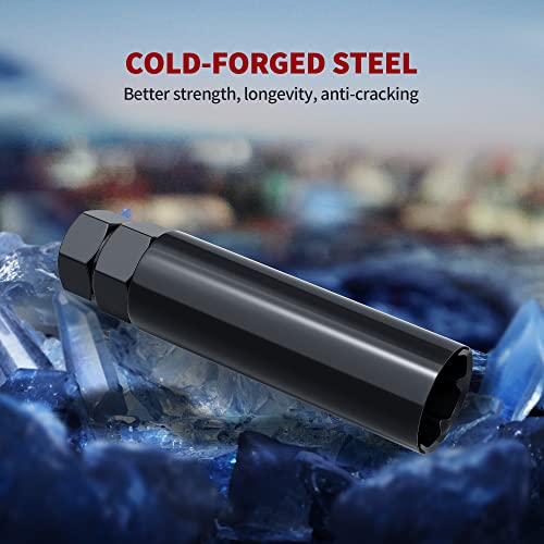 Yitamotor 7 Point Spline Tuner Socket Key Tool For Seven-Spline Wheel Lock Lug Nuts - Standard Drive Socket Lug Nut Tool Key Compatible With 21Mm (13/16") & 22Mm (7/8") Replacement Hex Socket, Black #TOP3
