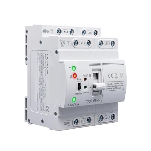 TOQ9 Slim Model Auto Transfer Dual Power Switch ATS 2P 4P 230V AC 63A DIN Rail 50/60Hz Uninterrupted Changeover Switch(4P)