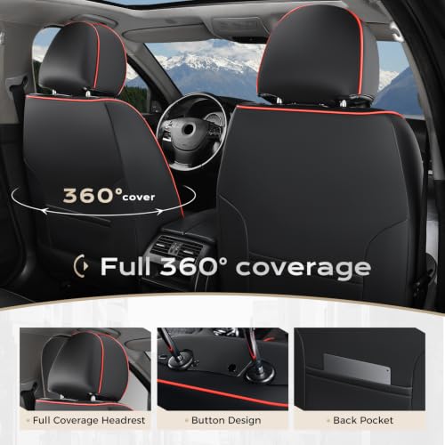Image of Coverado Seat Covers, Car Front Seat Covers with Backrest, Nappa Leather Car Seat Protectors,Waterproof &Breathable,Anti-Slip Automotive Seat Cushion, Universal Fit for Most Vehicles