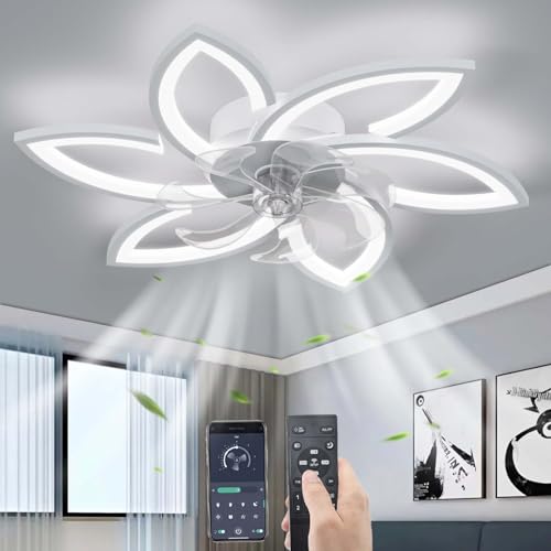 YUNZI Sourdine Ventilateur de plafond avec lumière avec télécommande, LED Dimmable Lampe de plafond Moderne Ventilateur de plafond pour Salon Chambre à coucher,...