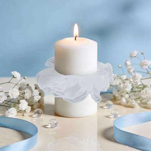 Tropfenfänger Kommunionkerze, Kommunionkerze Tropfschutz, Spitze Tropfschutz Kerzenmanschette 6CM, Weißes Netz Tropfschutzkappe Kerze, für Taufkerzen Hochzeitskerzen (A)