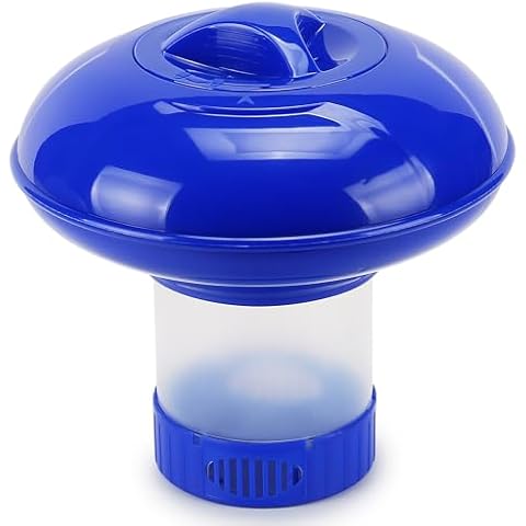 Ainkter Pool Chlorine/Bromine Floater, Chlorine Tablet Floater for Chlorine Tablets 1 Inch, Adjustable Floating Chlorine Dispenser for Pool, Idea for In-Ground & Above-Ground Pools,Spa, Hot Tub Cover