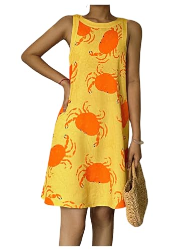 Robe d'ete sans manches a col rond pour femme Floerns au motif mignon