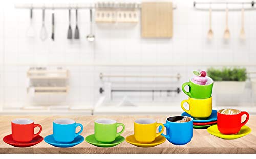 Bruntmor 4 Oz Mug Porcelain Cappuccino Cups With Saucers - 4 Ounce For Specialty Coffee Drinks, Espresso Coffee Cups,Latte, Cafe Mocha And Tea - Set Of 4, Multicolor #TOP6