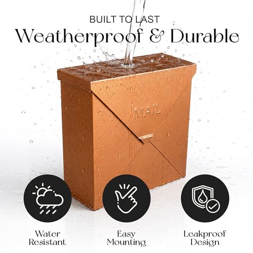 NACH Mailboxes for Outside Wall Mount, 10 x 10 x 4 inch Antique Copper Mail Boxes for House Outside, Waterproof Mailboxes for Outside - Chicago Style Mail Box by NACH - Image 6