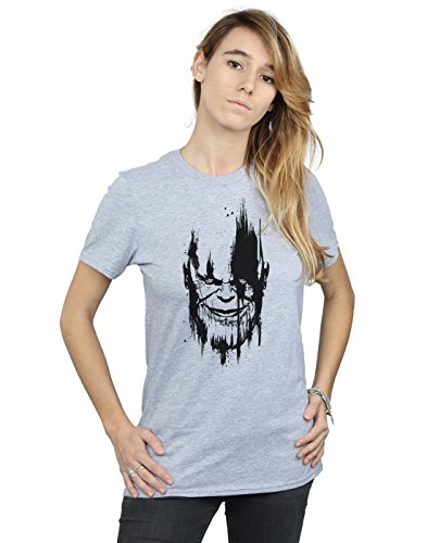 Marvel Women's Avengers Infinity War Thanos Face Boyfriend Fit T-Shirt Sport Grey XXX-Large
