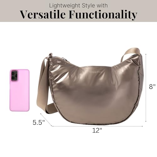 Image of Baggallini Swift Crescent Crossbody Bag for Women - Lightweight 12 inchx8 inch Travel Purse Handbag
