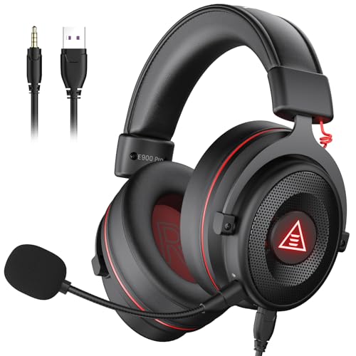 EKSA E900 Pro USB Gaming Headset for PC – Computer Headset with Detachable Noise Cancelling Mic, 7.1 Surround Sound, 50MM Driver – Headphones with Microphone for PS4/PS5, Xbox One, Laptop, Office