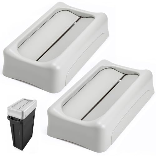 Image of Maxdot 2 Pcs Recycle Bin Swing Lids for 23 Gallon Slim Trash Can Plastic Recycling Trash Can Lids, Garbage Waste Sorting Lid for Kitchen Classroom Office Outdoor