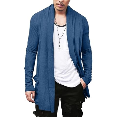 COOFANDY Men's Long Ruffle Cardigan with Pockets Cover