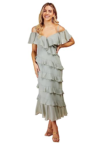 Robe midaxi volant nénuphar Little Mistress élégante femme pour cérémonie