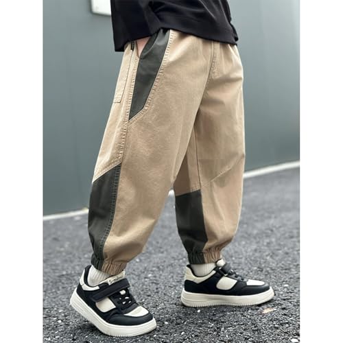Boys Outdoor Cargo Pants Comfortable Stretch Waist Twill Joggers for Active Kids Everyday Casual Wear2