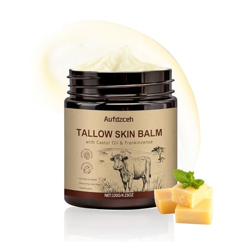Beef Tallow for Skin – Moisturizing Tallow Balm with Grass-Fed Beef Tallow, Castor Oil & Frankincense for Face & Body, Natural Nourishing Formula for Dry and Sensitive Skin