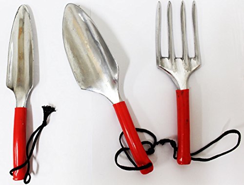 HOMEGARDEN 3 Piece Deluxe Gardening Hand Tool Set | Hand Fork, Trowel, Transplant Trowel | 10