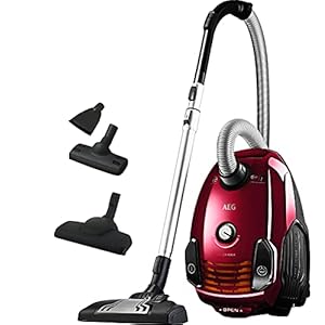 AEG VX6-2-CR-A stofzuiger met zak (met zak, 800 watt, 9 m actieradius, zachte wielen, 3,5 liter stofzuigerzak,wasbaar allergy plus filter, dierenharen) rood