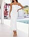 ZESICA Women's Summer Strapless Floral Midi Dress 2026 Bodycon Mesh Tube Wedding Guest Cocktail Party Formal Dresses White Small