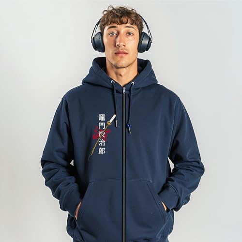 Image of Anime Zipper Hoodie for Men Stylish | Regular Fit Demon - Slayer Printed Hoodie | Cotton Fleece Long Sleeve Zip Up Hoodie Sweatshirts