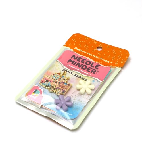 Image of Awesome Pattern Studio Needle Minder Set - Paris Magnetic Needle Minder + 2 Needle Threaders. Enamel Pin for Cross Stitch, Embroidery and Craft