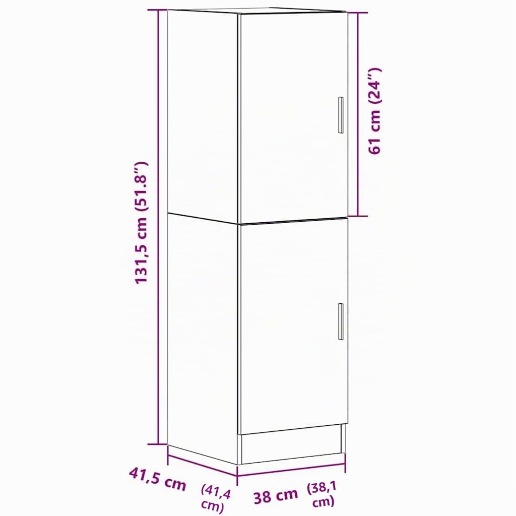 vidaXL Armoire de Cuisine chêne Artisanal 38x41,5x131,5 cm, Armoire, Armoire de Garde-Manger de Cuisine, Armoire de Buffet de Cuisine