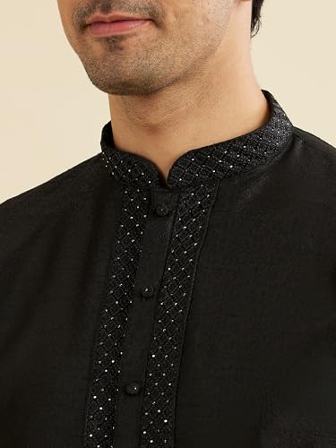 Image of Manyavar Men's Art Silk Blend Jacquard Kurta Set (2pcs)